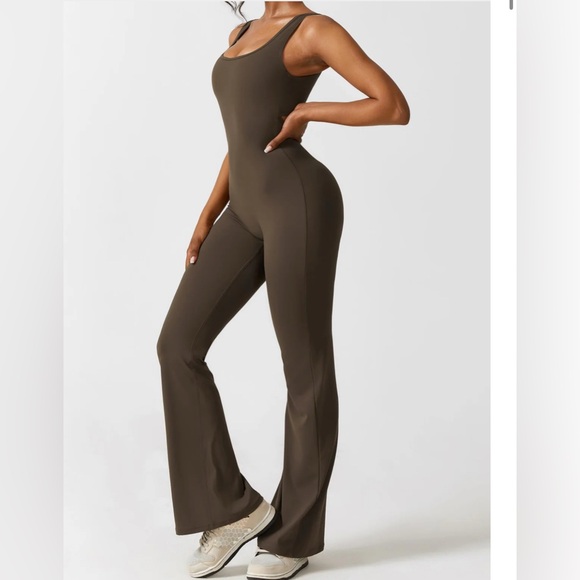 Yeoreo Lizvette V-Back Jumpsuit in coffee color. Medium - Picture 1 of 15